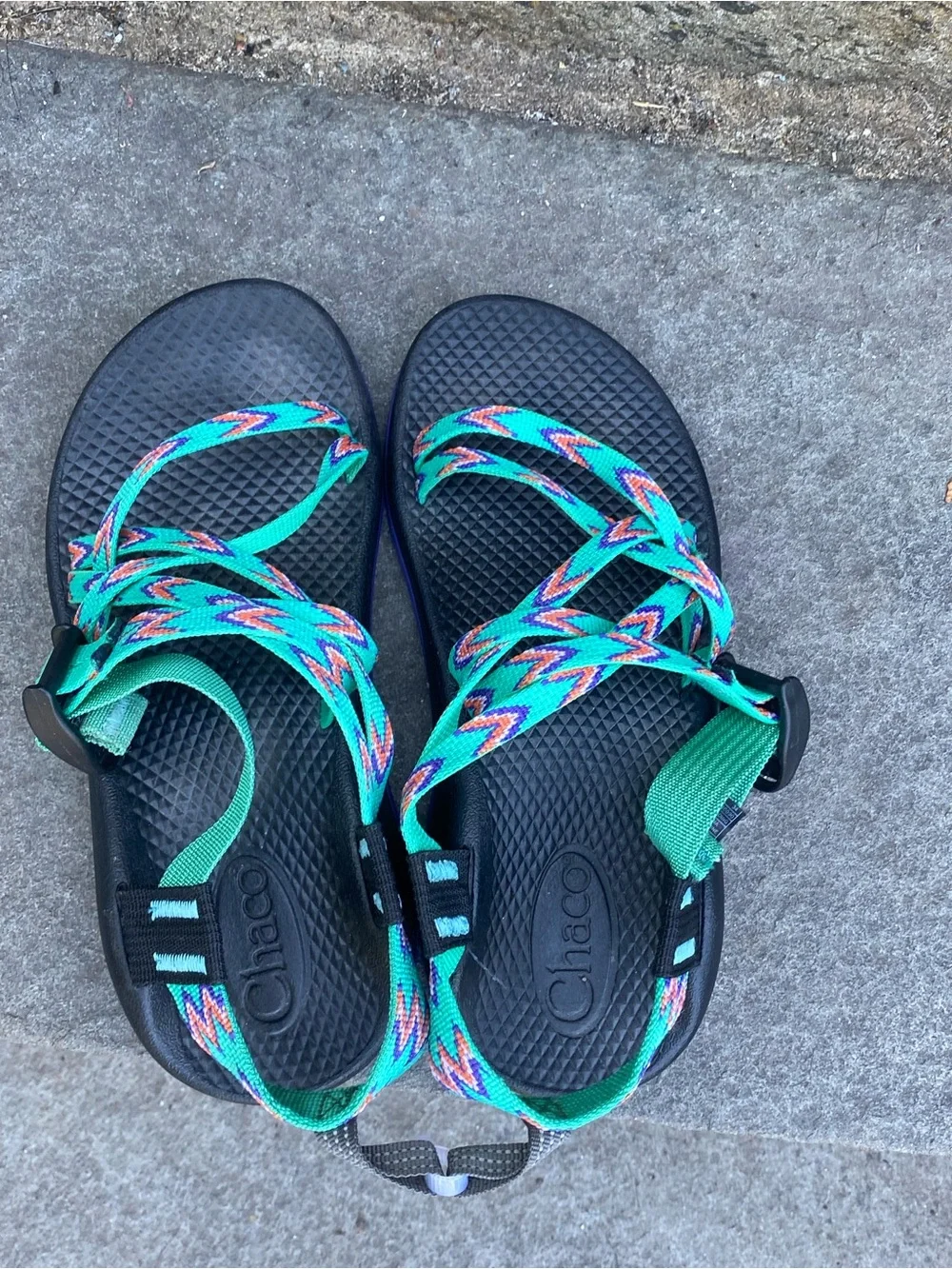 Chaco Kids Size 3 Teal Purple Black Strappy Sandals